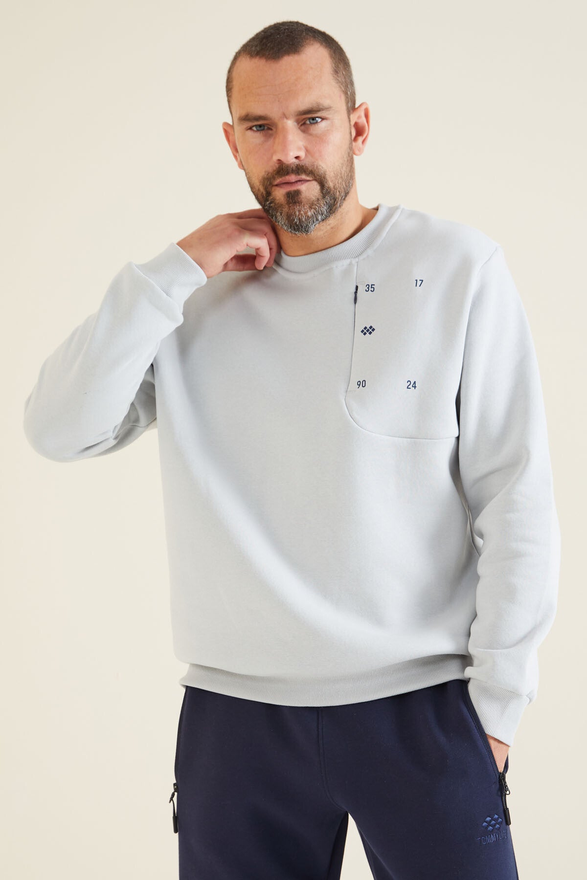 gizli cep detayli erkek sweatshirt - 88292