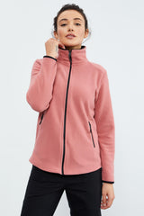 <tc>Sweatshirt femme en polaire à col montant avec fermeture éclair, coupe décontractée - 97173</tc>