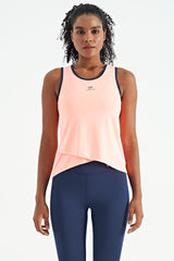 logo baskili biye şeritli standart kalip kadin spor atlet - 97255 - Justyol