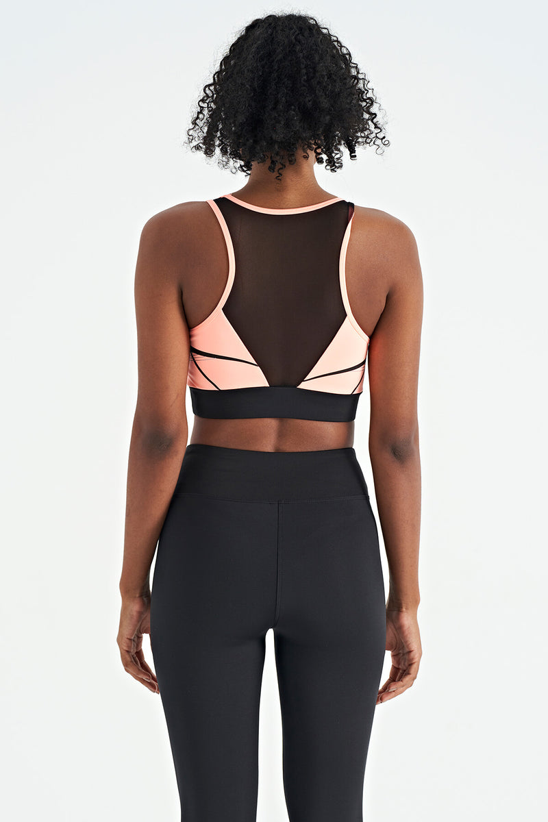 Soutien-gorge de sport femme à imprimé avant et arrière, coupe ajustée, décolleté en U