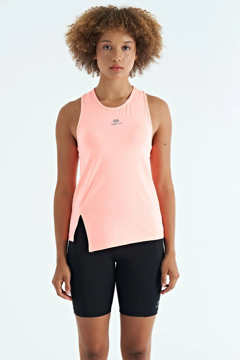 Débardeur de sport pour femme à col rond, sans manches, avec détails fente - 97256