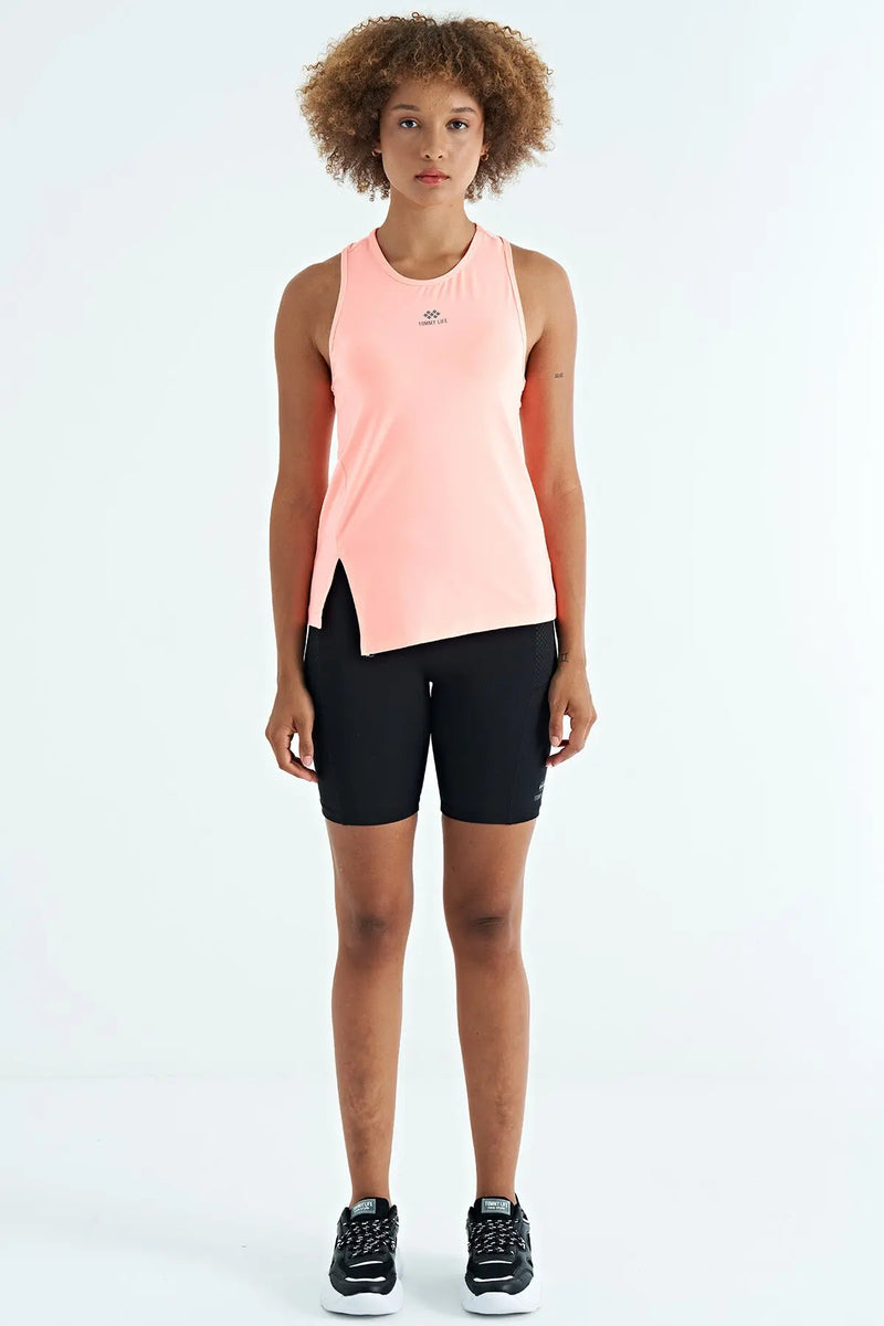 Débardeur de sport pour femme à col rond, sans manches, avec détails fente - 97256