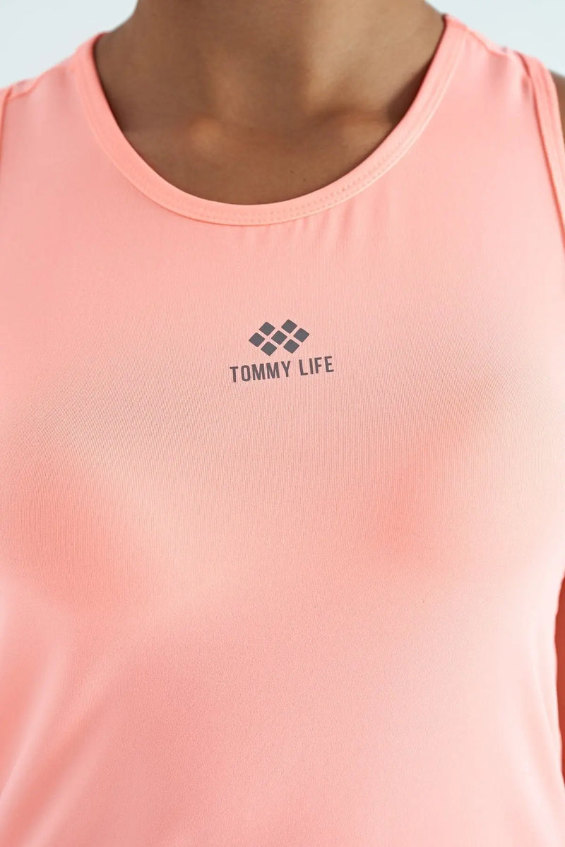 Débardeur de sport pour femme à col rond, sans manches, avec détails fente - 97256
