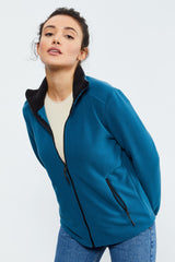 <tc>Sweatshirt femme en polaire à col montant avec fermeture éclair, coupe décontractée - 97173</tc>