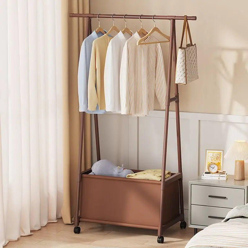 Portant à Vêtements sur Roulettes avec Grand Panier de Rangement