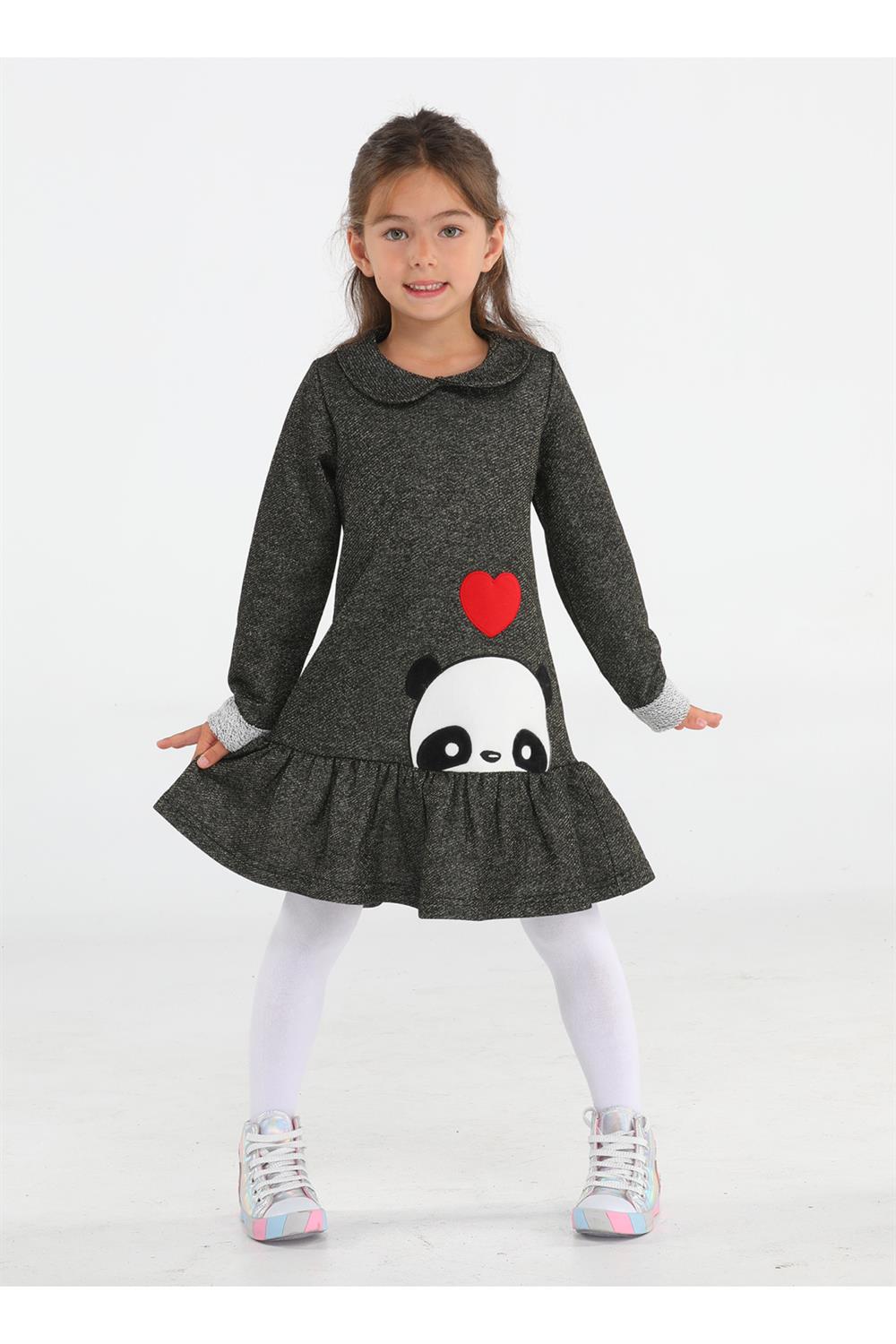 <tc>Robe fille Panda avec paillettes dorées</tc>