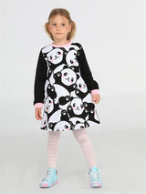 Robe noire imprimée panda pour fille