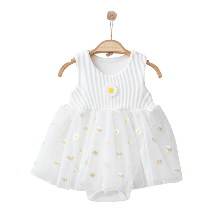 Robe Bébé en Tulle Brodée Marguerites