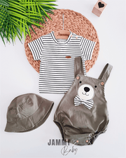 Salopet Set With Bear Hat With Bow Tie - Justyol