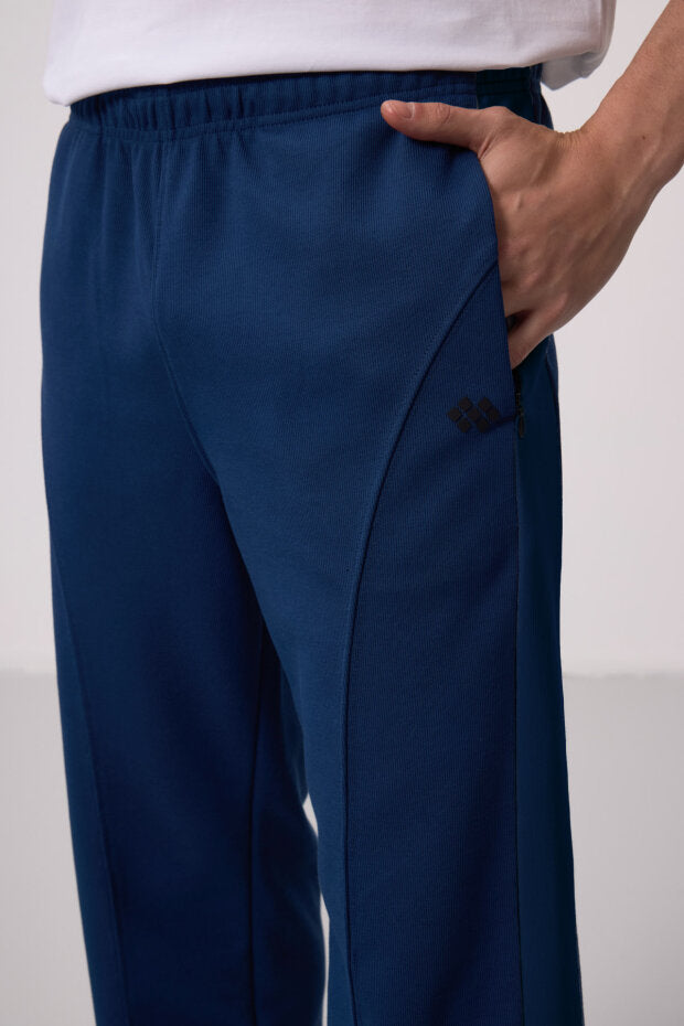 Pantalon palazzo homme texturé – coupe confortable en tissu interlock côtelé - 82171