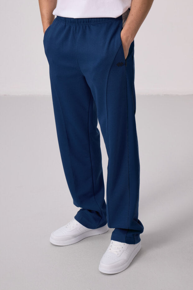 Pantalon palazzo homme texturé – coupe confortable en tissu interlock côtelé - 82171