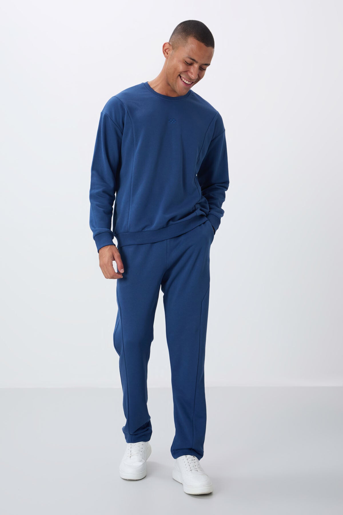 <tc>Ensemble de survêtement homme en coton compact épais, à texture lisse, col rond et coupe confort en érable - 85263</tc>