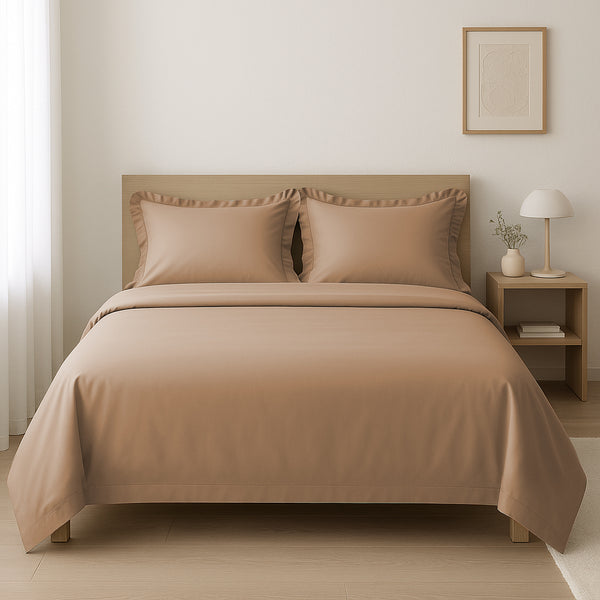 Parure de lit coton satiné 300 fils - 4 pièces Maison good and well