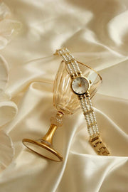Pearl Gold Yuvarlak Metal İncili Kol Saati 10 - Justyol
