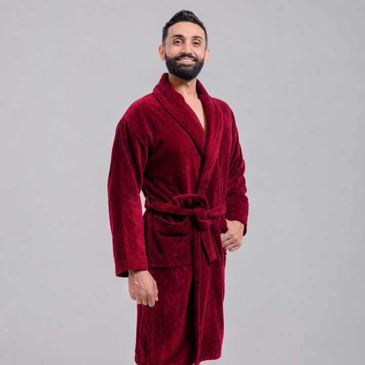Peignoir Homme en Velours Premium 100% Coton – Très Épais, Doux et Hyper Absorbant