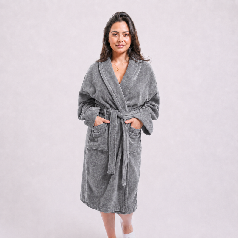 Peignoir Femme en Velours Premium 100% Coton – Très Épais, Doux et Hyper Absorbant