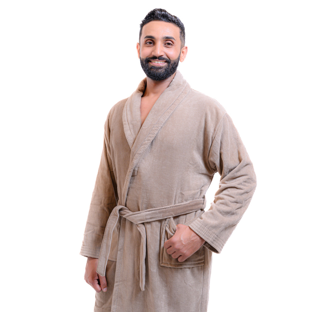Peignoir Homme en Velours Premium 100% Coton – Très Épais, Doux et Hyper Absorbant