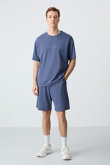 <tc>Ensemble de Shorts Basique Homme Bleu Marine en Coton Épais à Texture Douce, Coupe Comfort Fit - 85257</tc>