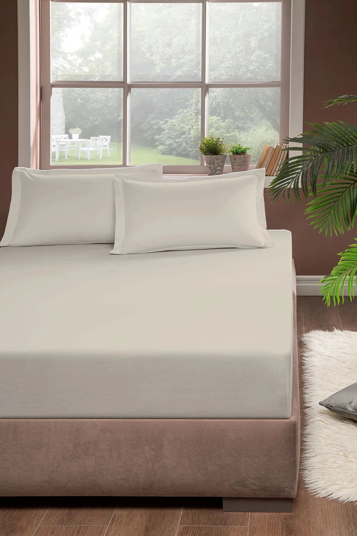 Pierre Cardin Pamuk Lastikli Çarşaf 160x200 Bej Pierre Cardin