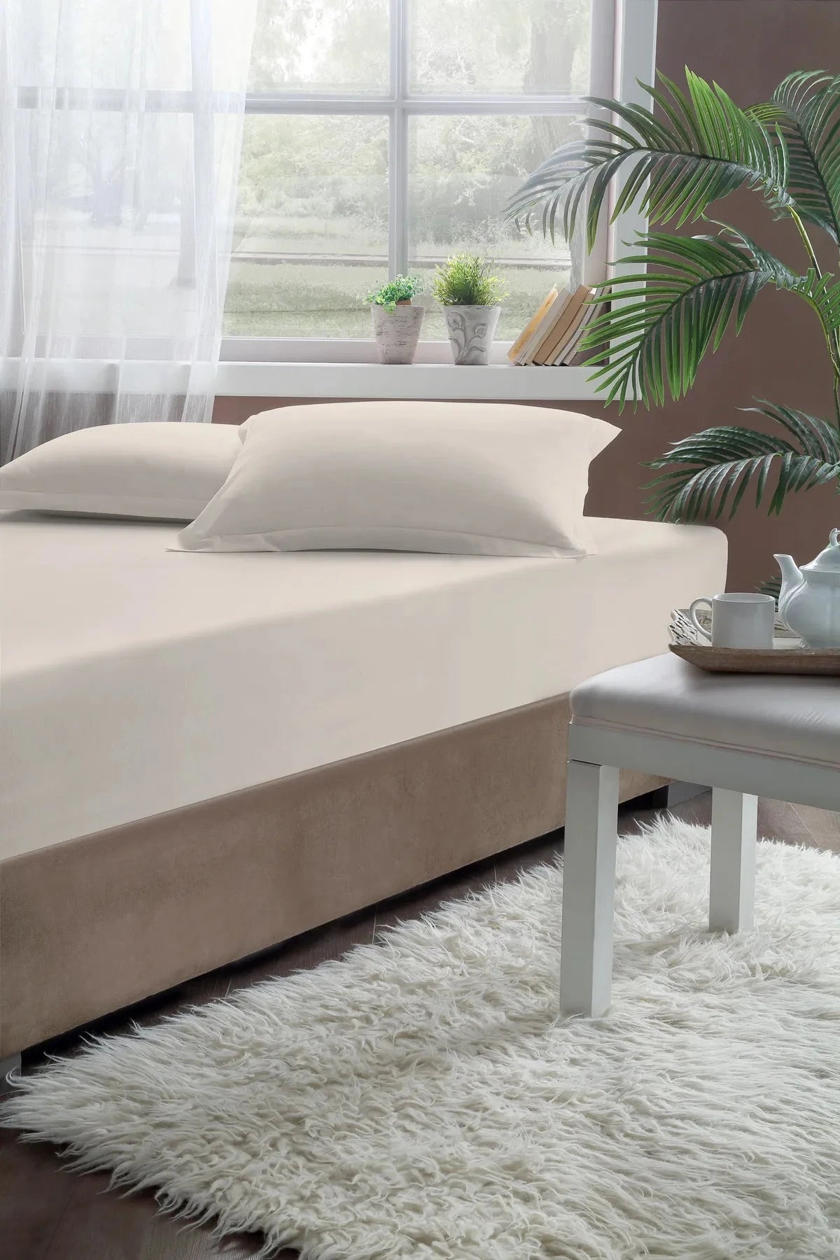 Pierre Cardin Pamuk Lastikli Çarşaf 160x200 Bej Pierre Cardin