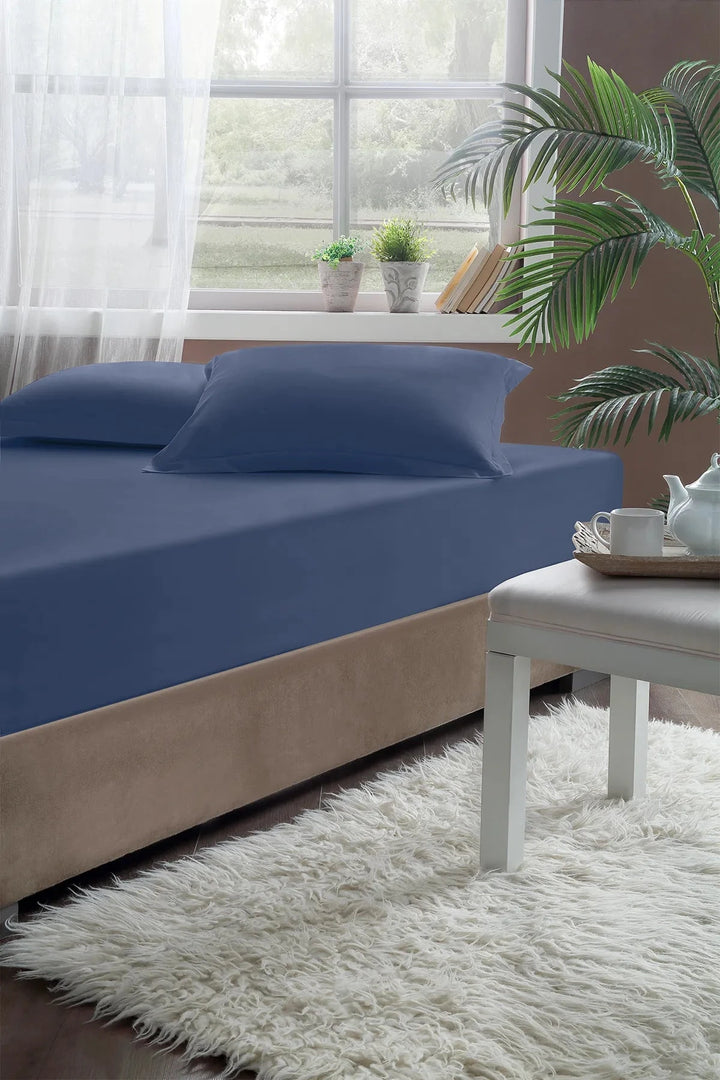 Drap housse Pierre Cardin coton indigo 160x200