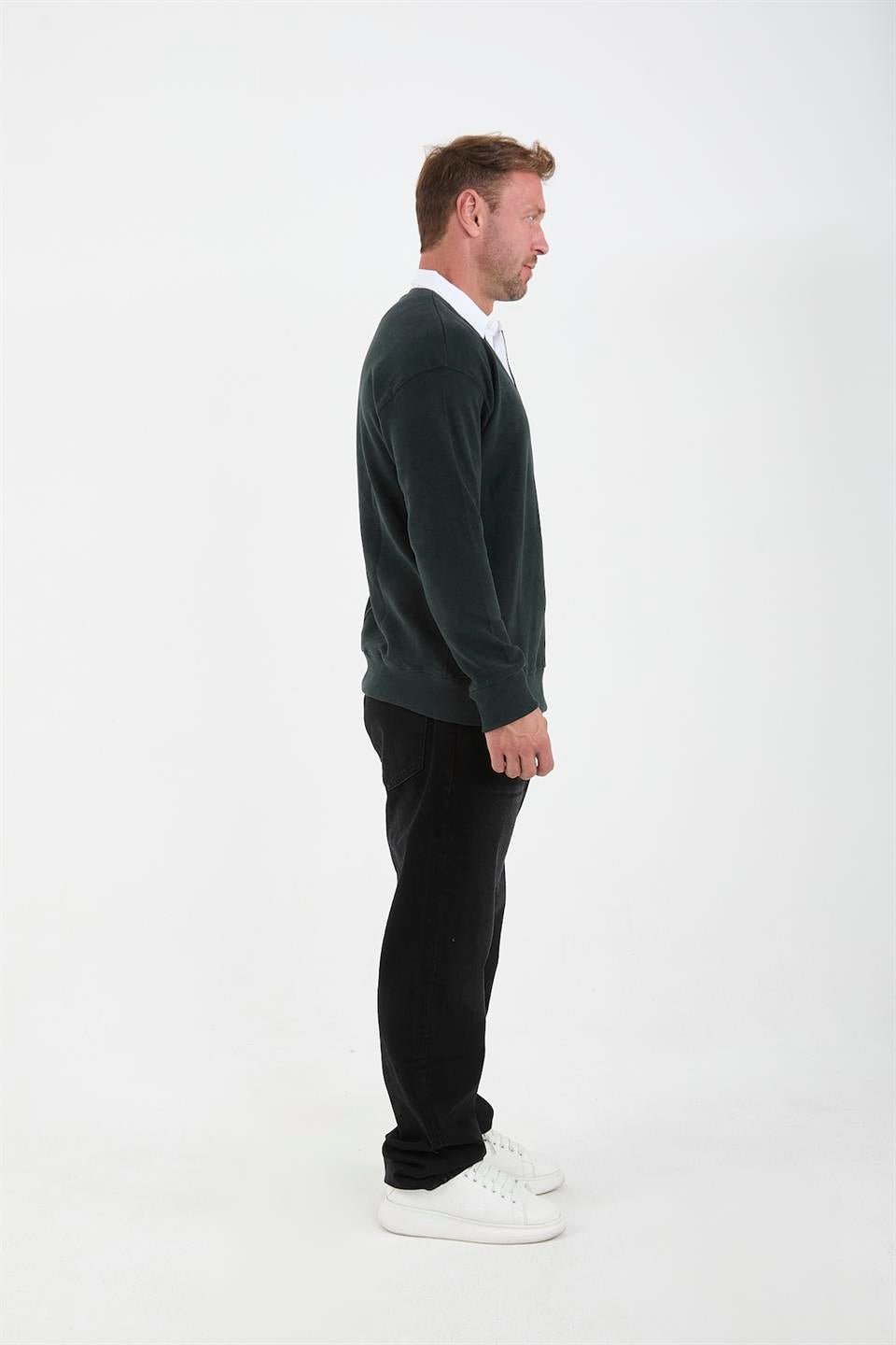 polo yaka selanik örme kumaş erkek sweatshirt - Justyol