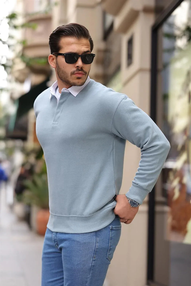 <tc>سويت شيرت رجالي كاجوال بياقة بولو </tc>