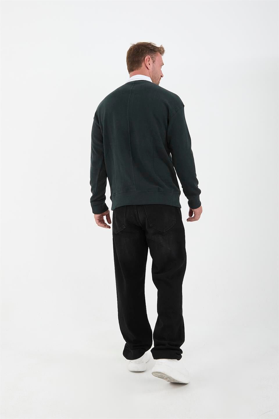 polo yaka selanik örme kumaş erkek sweatshirt - Justyol