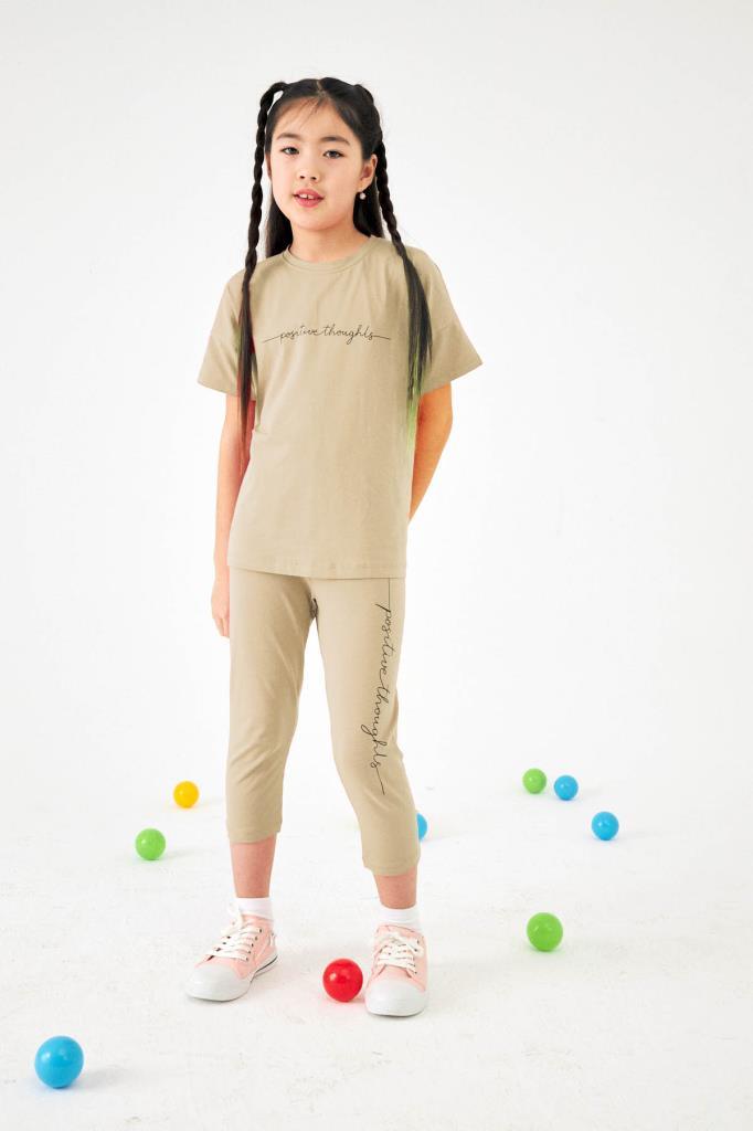 <tc>Ensemble basique pour fille avec imprimé positif et leggings</tc>