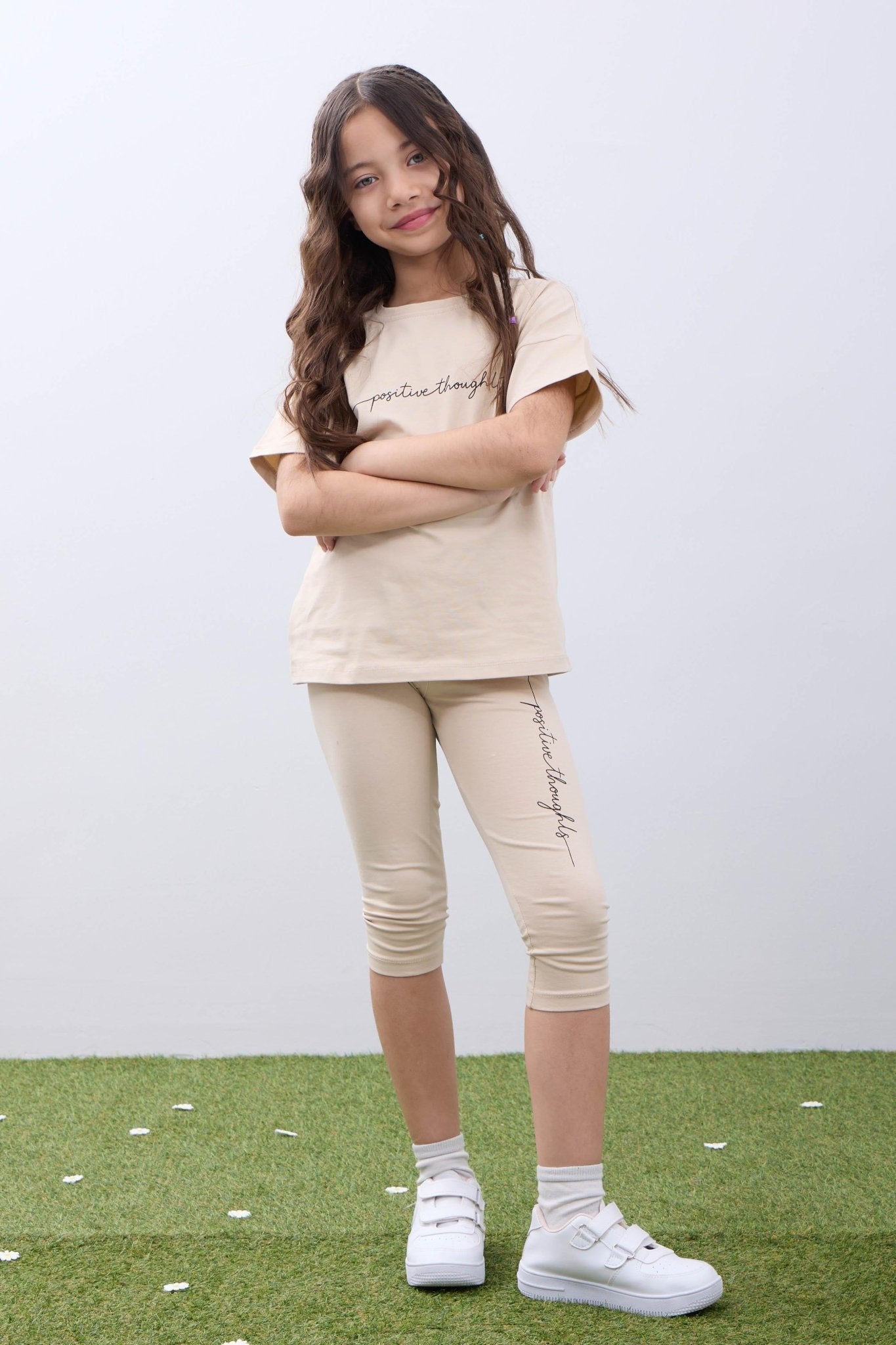 positive baskili basic kiz çocuk taytli takim - Justyol