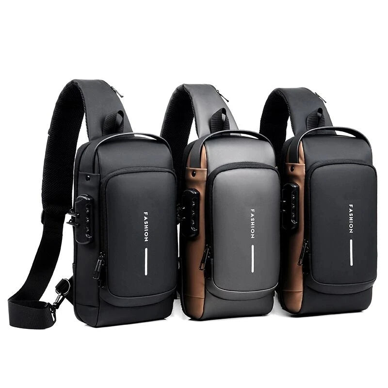 Sac Bandoulière Homme Antivol avec Port USB – Sac Poitrine Multifonction Étanche