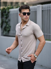 premium dokulu kisa kol fit gömlek - Justyol