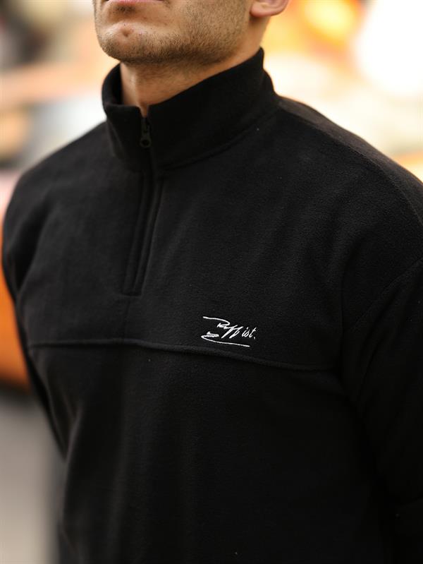 Premium Yarım Ferrmuar Polar Sweatshirt - Füme - 40842 - Justyol