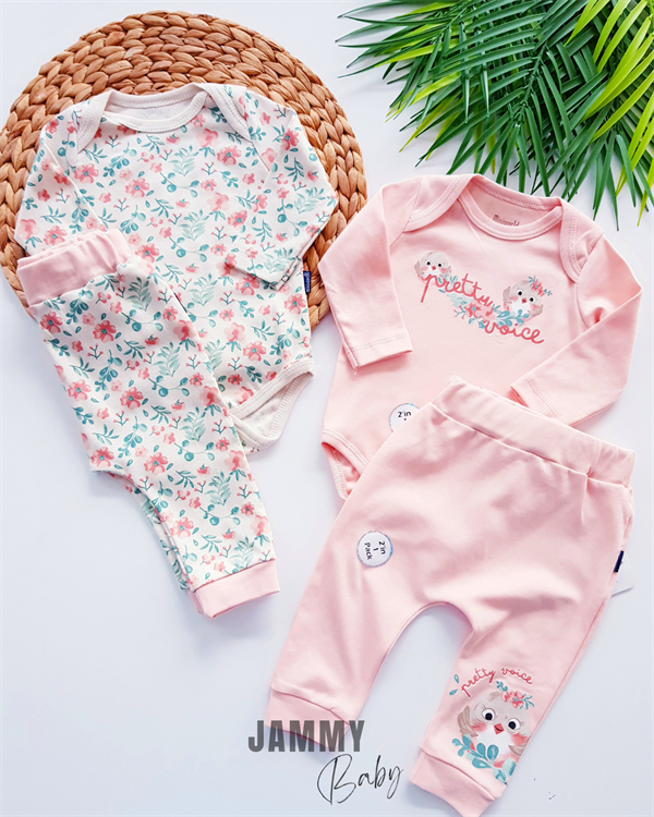 pretty birds 2 body & 2 pantolon set-somon