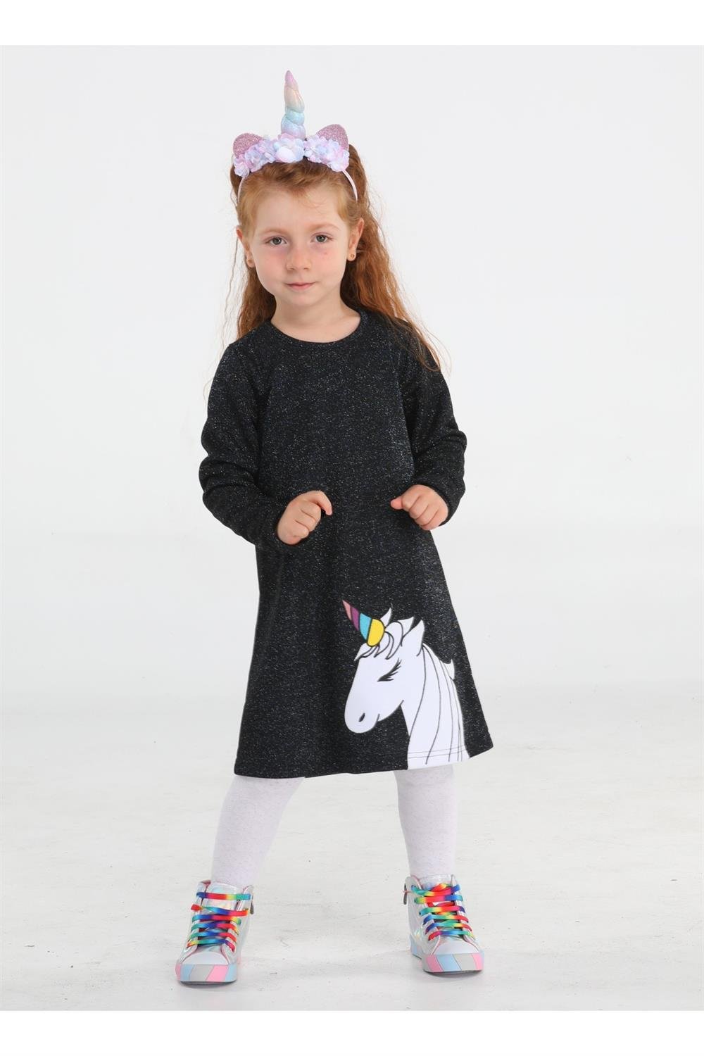 princess unicorn laci simli kiz elbise - Justyol