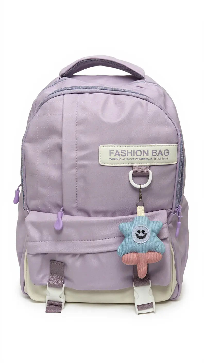 Sac à dos scolaire casual – Couleurs variées & petit accessoire tendance !