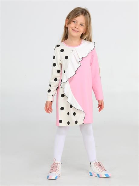 <tc>"Robe pour fille à volants asymétriques à pois"</tc>