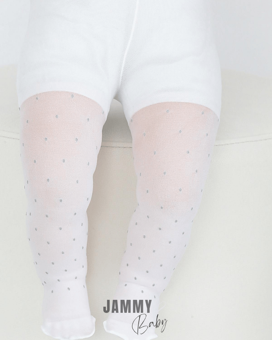 Polka Dot Pantyhose-WHITE