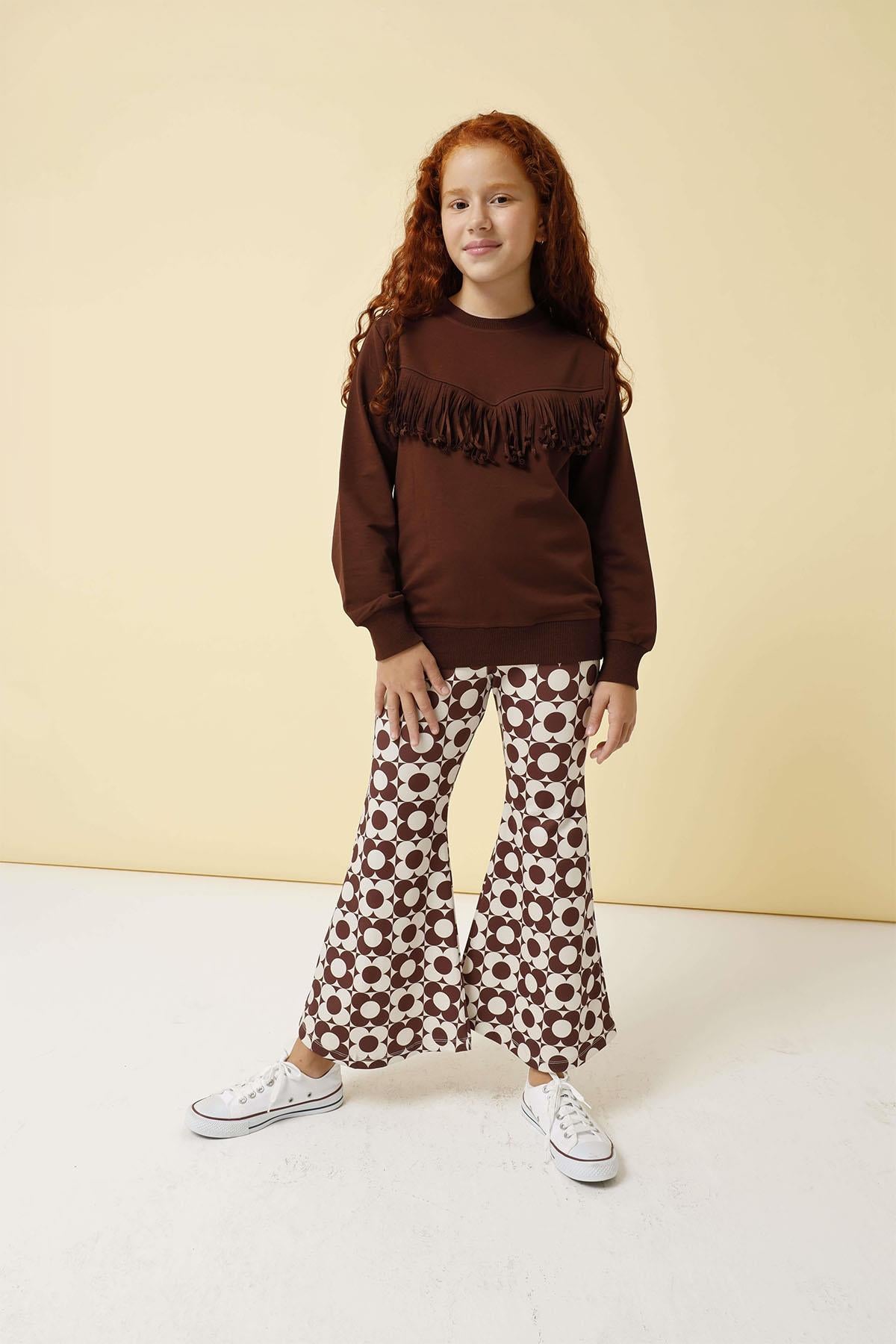 <tc>Ensemble fille avec leggings et détails à franges</tc>