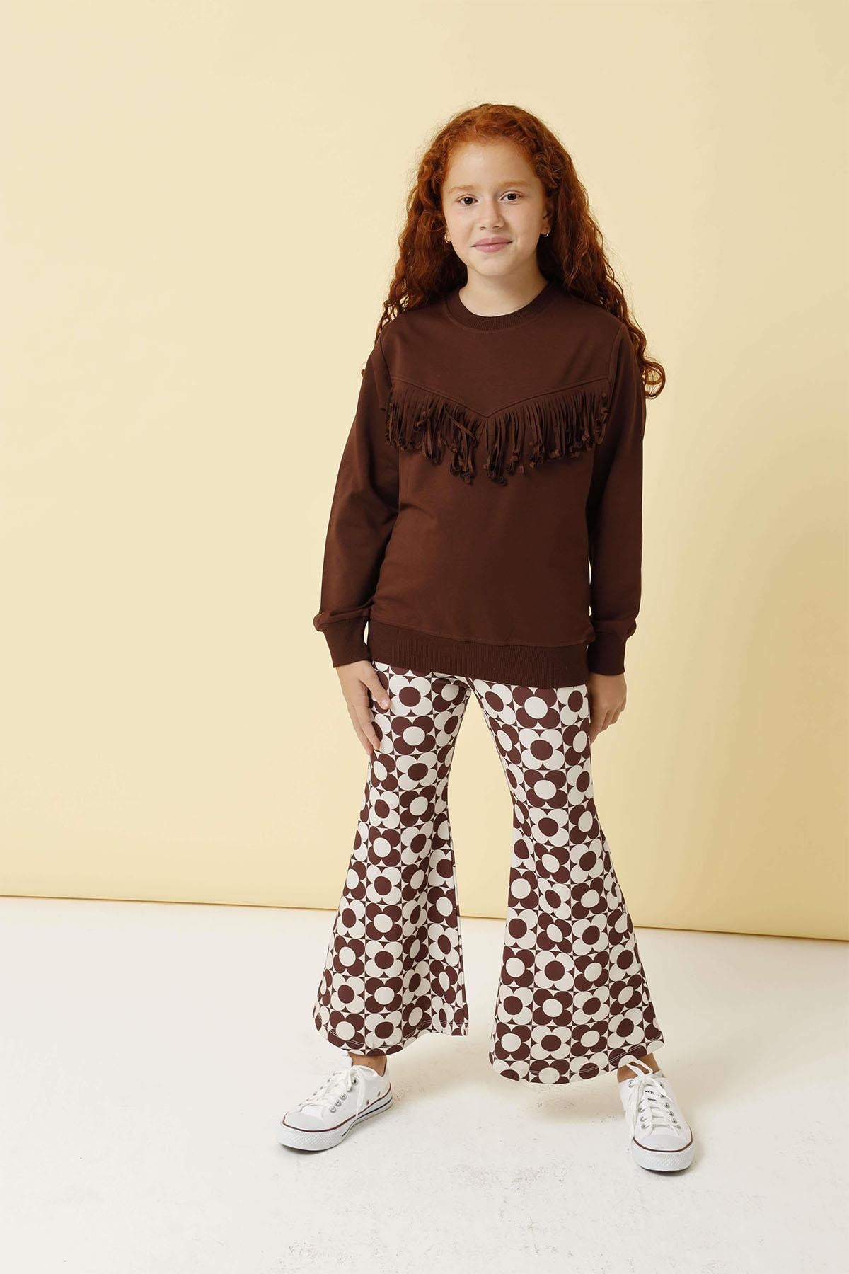 <tc>Ensemble fille avec leggings et détails à franges</tc>