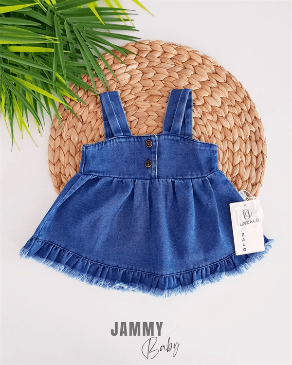 tasseled jean vest dress / body set - ice blue - Justyol