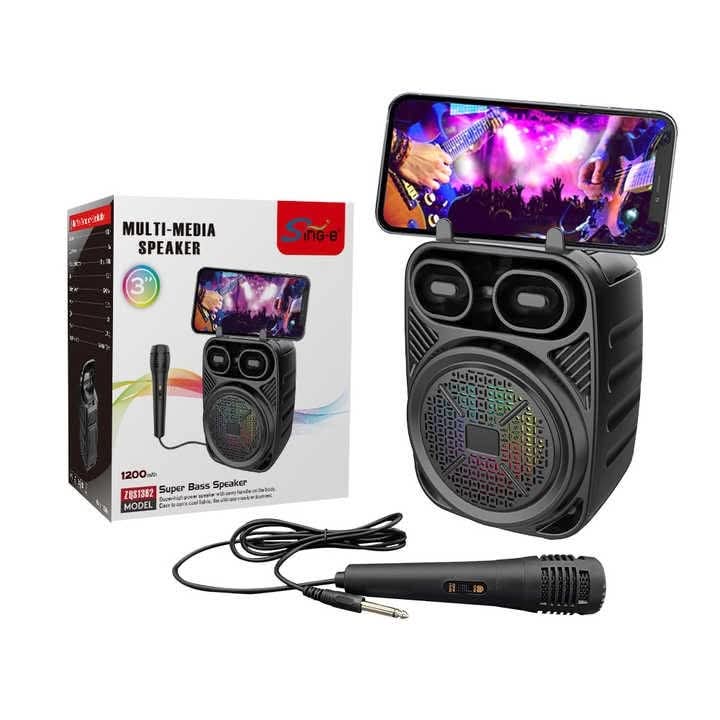 Enceinte Bluetooth Portable avec Microphone – Haut-Parleur Karaoké Stéréo Haute Qualité