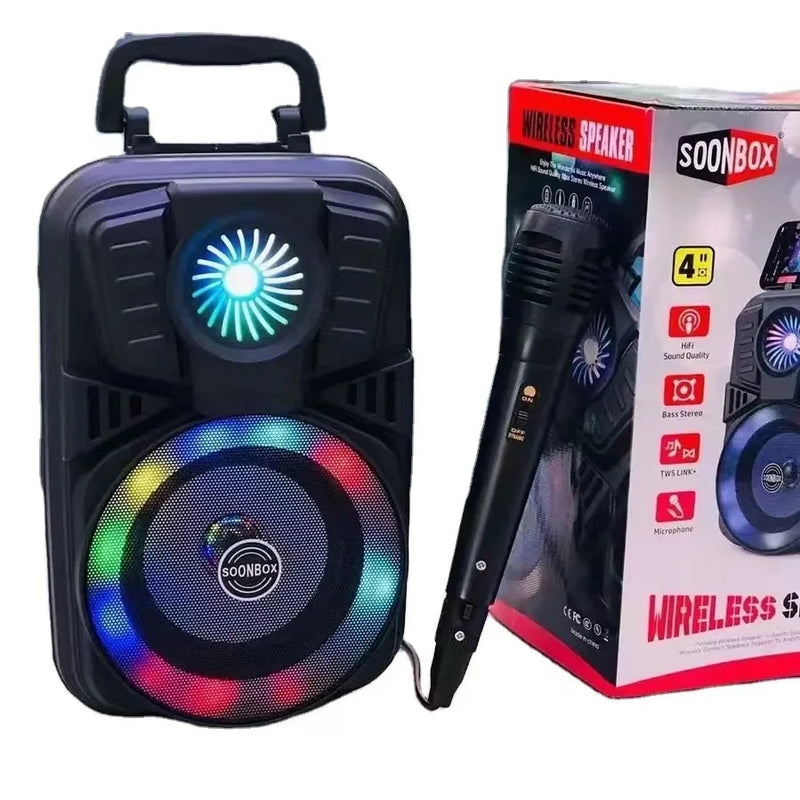 Enceinte Bluetooth Portable avec Microphone – Haut-Parleur Karaoké Stéréo Haute Qualité