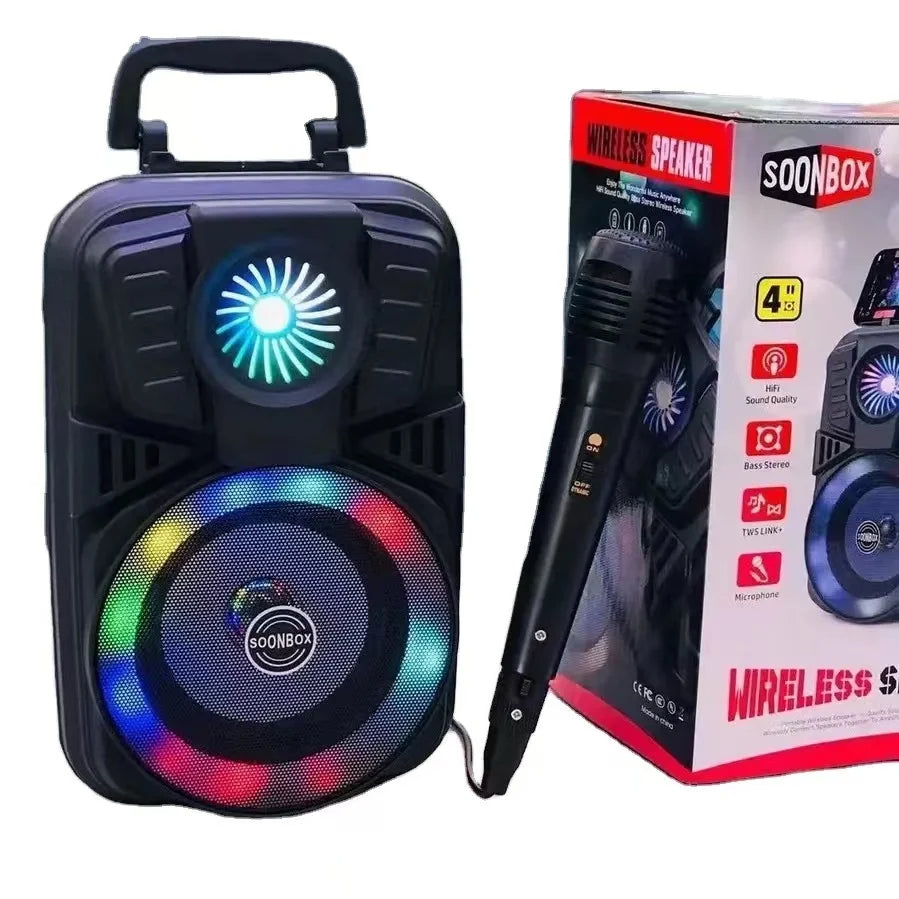 Enceinte Bluetooth Portable avec Microphone – Haut-Parleur Karaoké Stéréo Haute Qualité