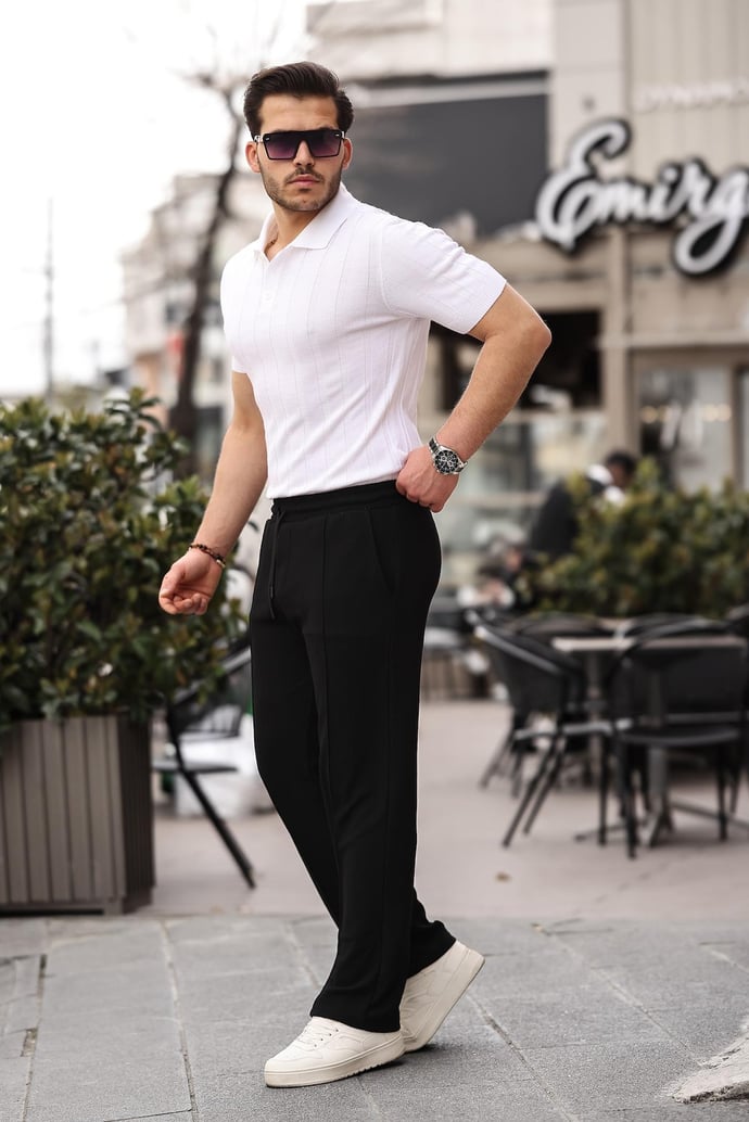 Pantalon homme baggy confortable à taille élastique
