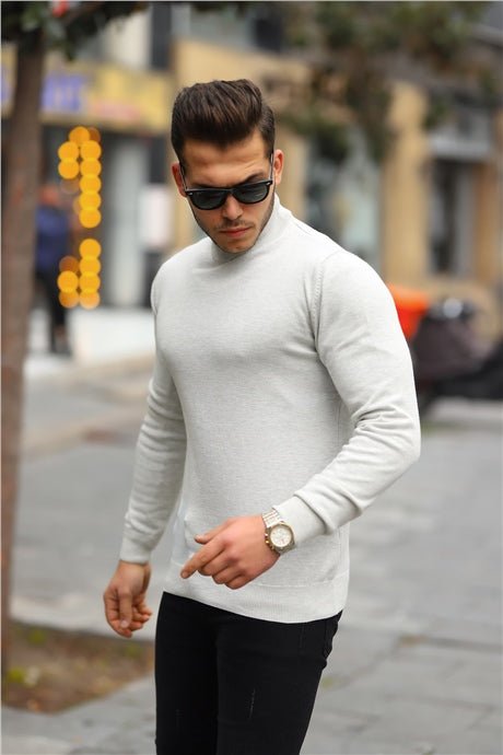 Pull Homme Col Montant Regular Fit en Maille Acrylique