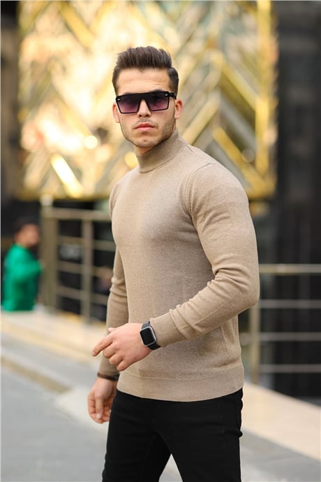Pull Homme Col Montant Regular Fit en Maille Acrylique