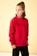 <tc>Sweatshirt unisexe pour enfant à col rond regular fit avec broderie sur le devant</tc>