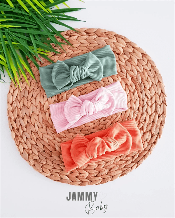 Set 3 Bandeaux Bébé à Nœud en Ribana – Accessoire Cheveux Élégant