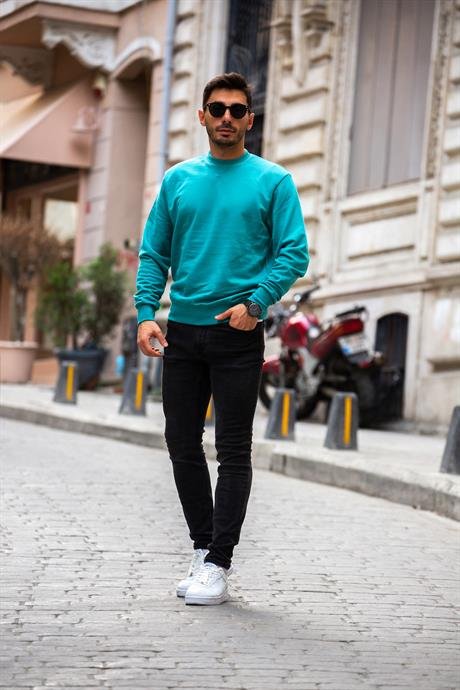 bisiklet yaka basic sweatshirt - Justyol